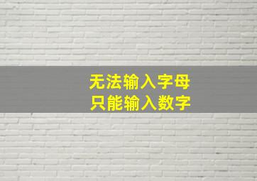 无法输入字母 只能输入数字